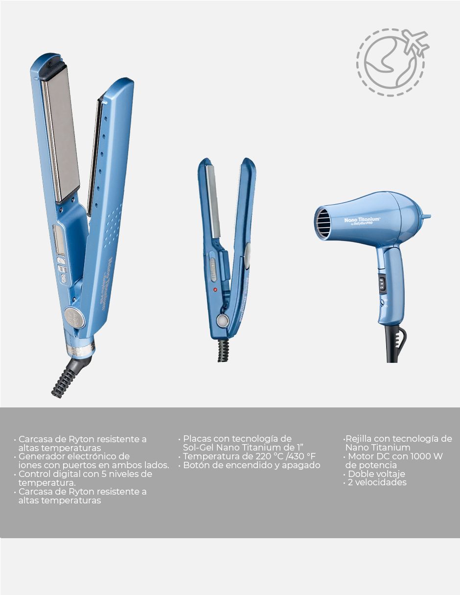 Set alaciadora secadora babyliss nano titanium 5 piezas 4