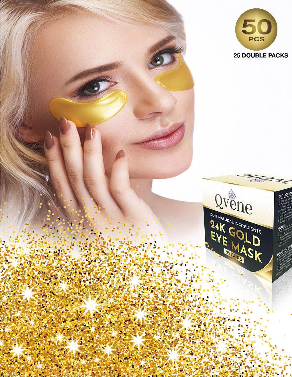 Set 25 pares mascarillas hidratantes contorno ojos de colágeno con partículas de oro 24K Qvene