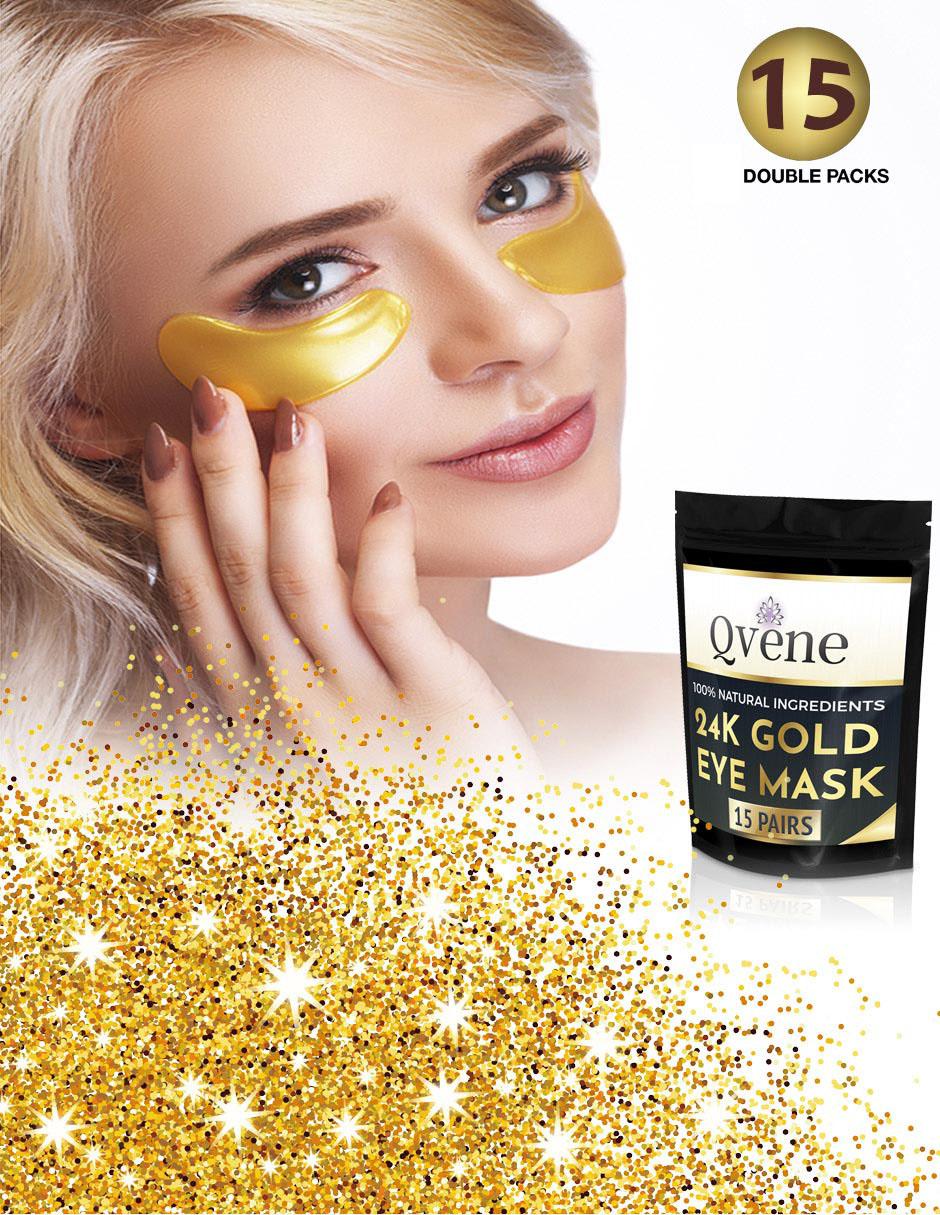 Set 15 pares mascarillas hidratantes contorno ojos de colágeno con partículas de oro 24K Qvene
