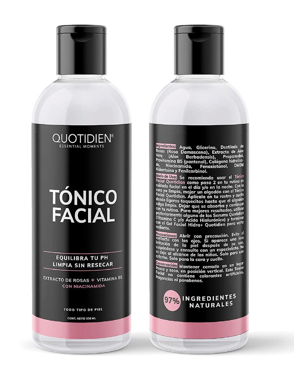 Tonico Facial con Agua de Rosas, Niacinamida y Colágeno Skin Care Facial Quotidien 350ml