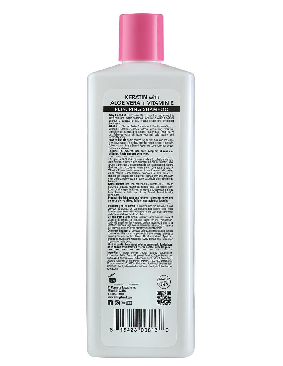 Shampoo reparador para cabello Keratin with Aloe Vera + Vitamin E 399 ml 2