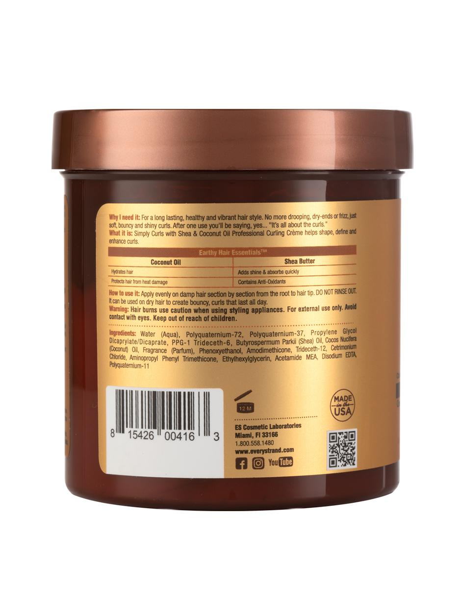 Crema de rizado Every Strand Simply Curls con karité y aceite de coco 425 g