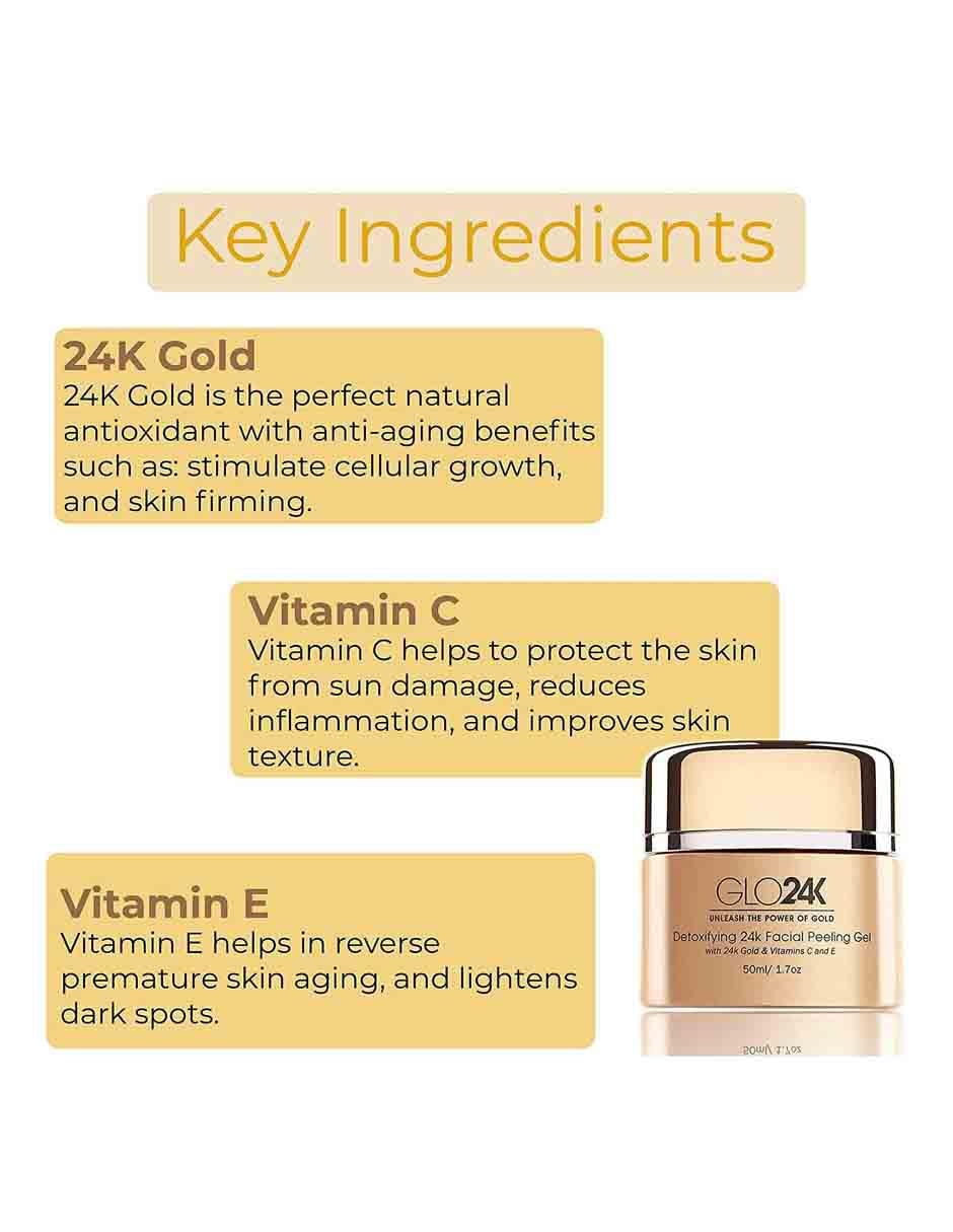 Gel exfoliante facial con oro de 24k GLO24K