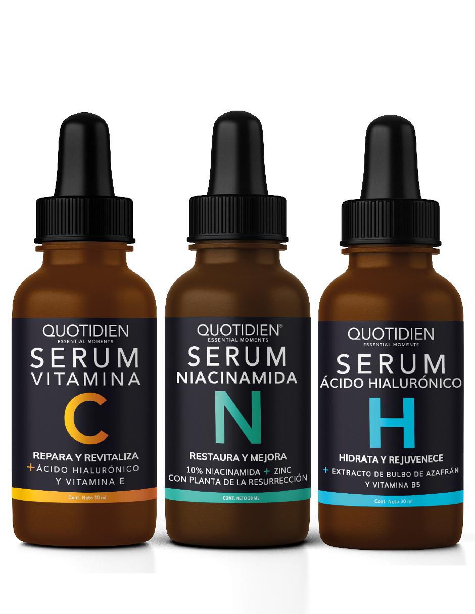 Kit Serum Vitamina C + Suero Acido Hialuronico + Niacinamida Skin Care Hidratante Facial Quotidien