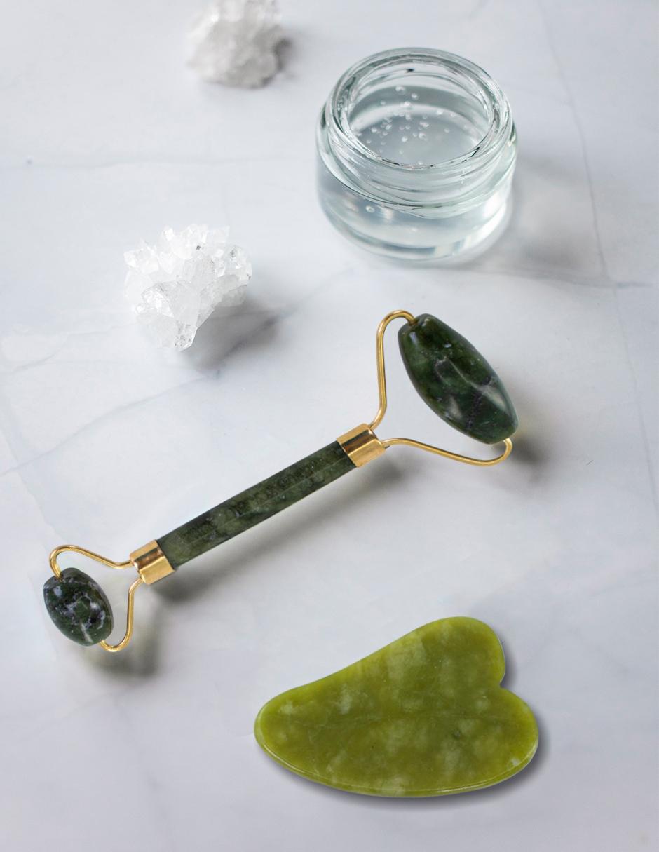 Set rodillo de jade y Gua Sha para masaje facial Tutti