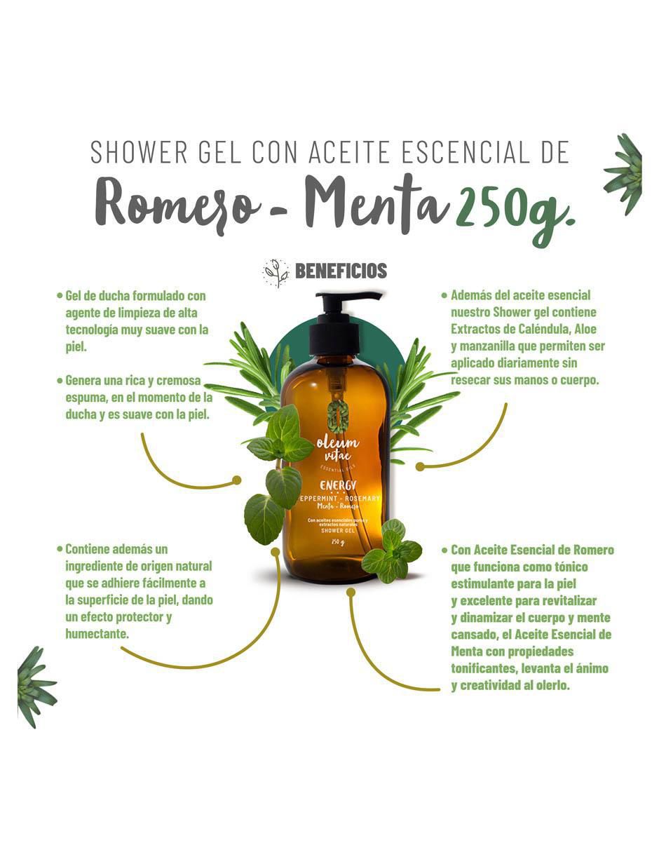 Gel de ducha hidratante con aceite esencial de romero y menta Oleum Vitae para piel mixta