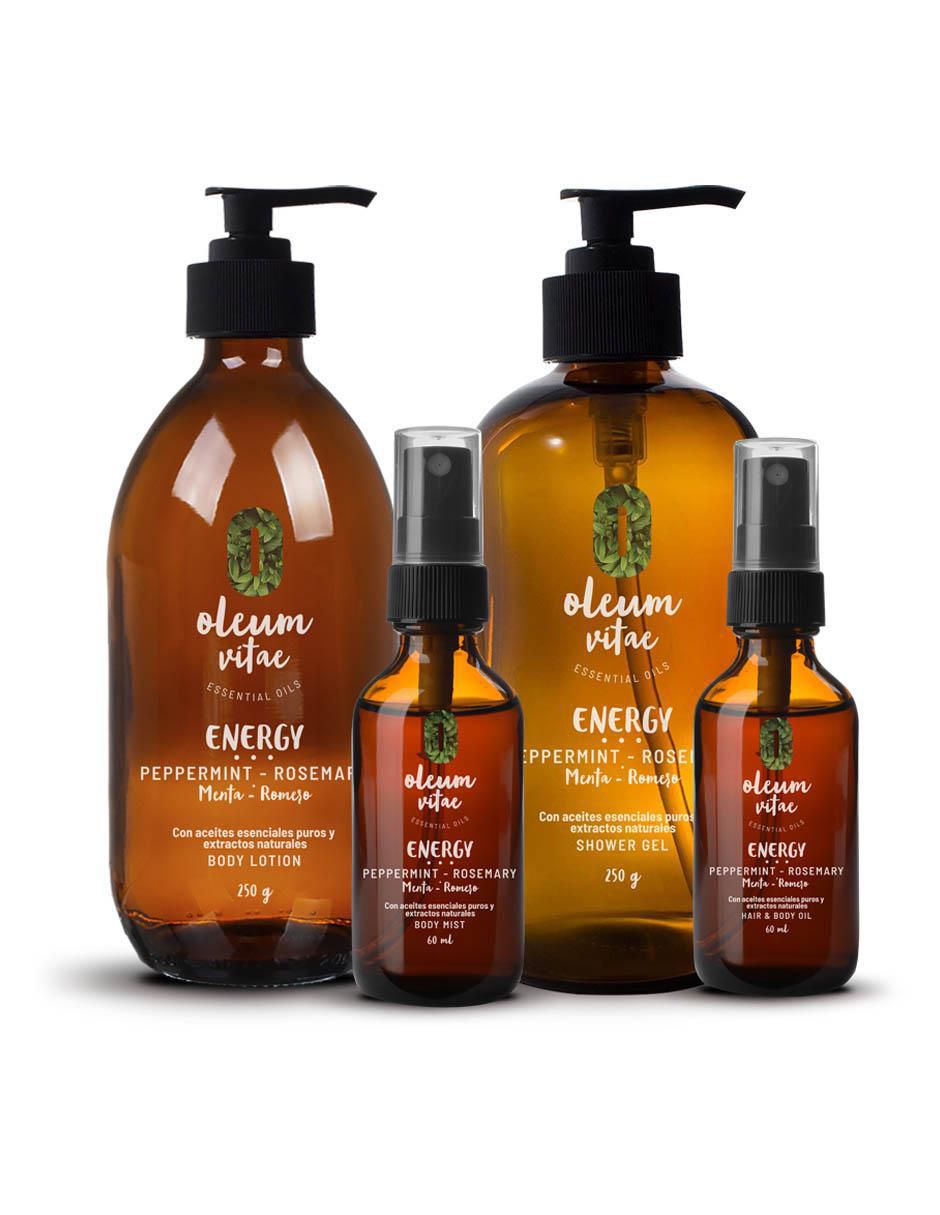 Gel de ducha hidratante con aceite esencial de romero y menta Oleum Vitae para piel mixta