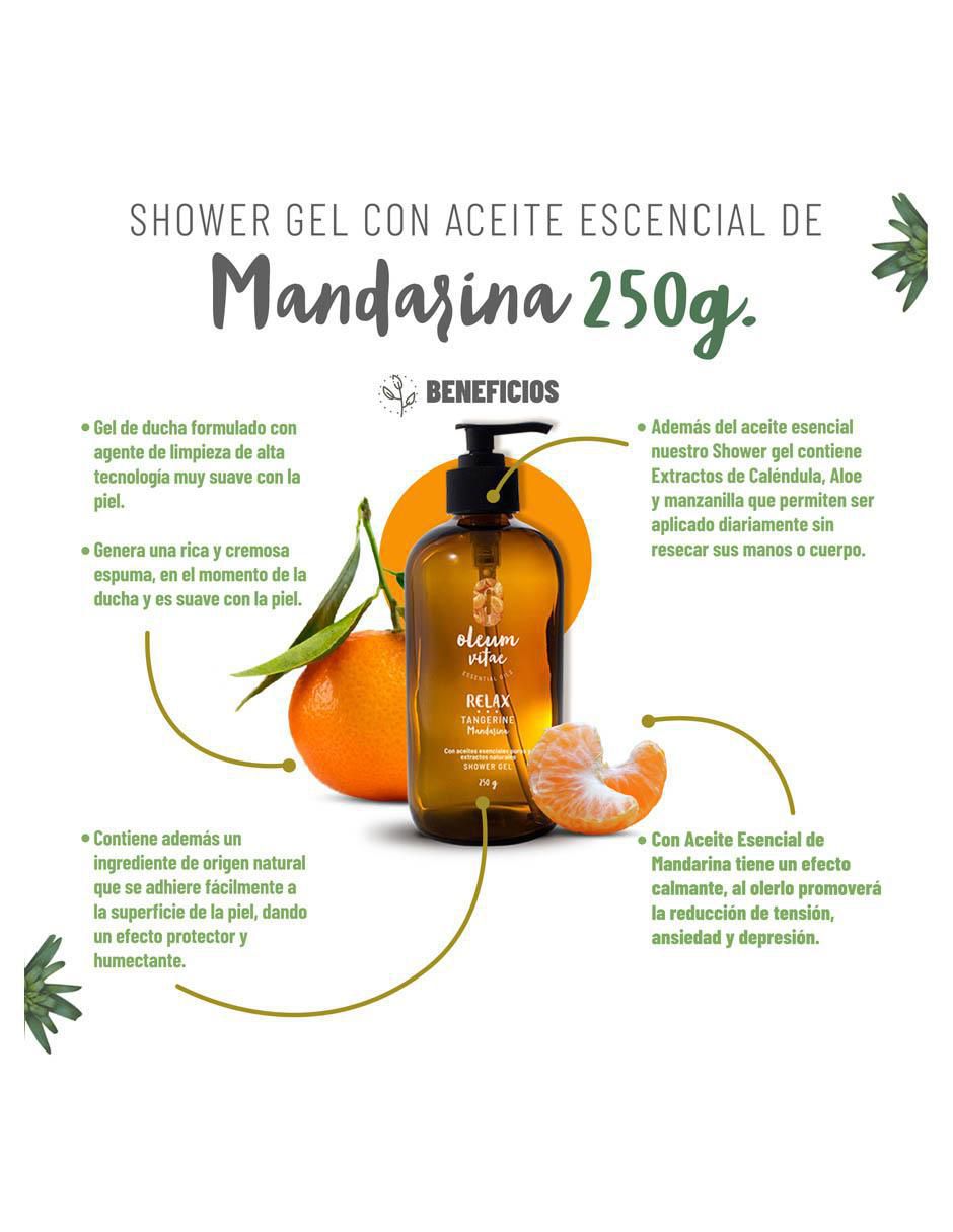 Gel de ducha hidratante con aceite esencial de mandarina para piel mixta 5
