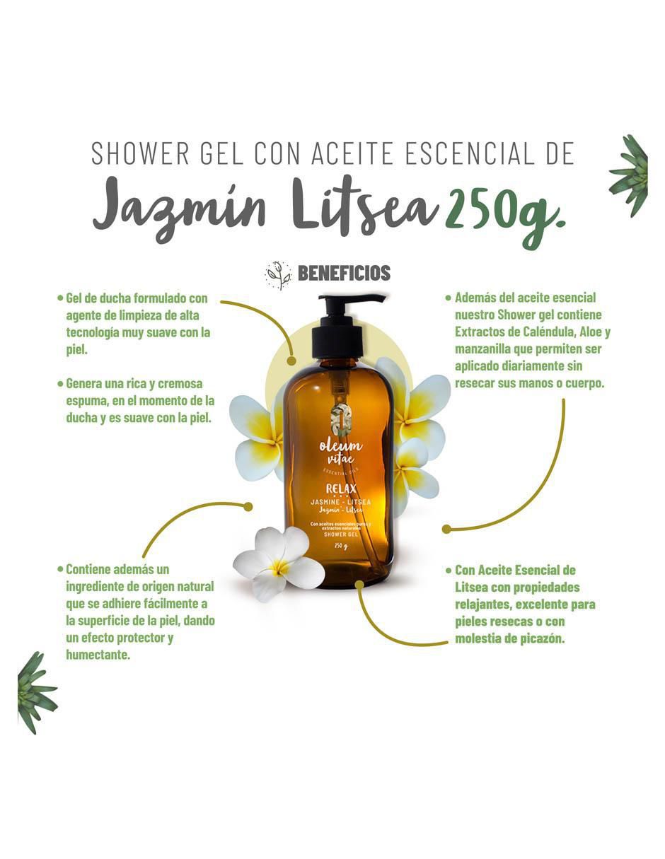 Gel de ducha hidratante con aceite esencial de litsea jazmín Oleum Vitae para piel mixta