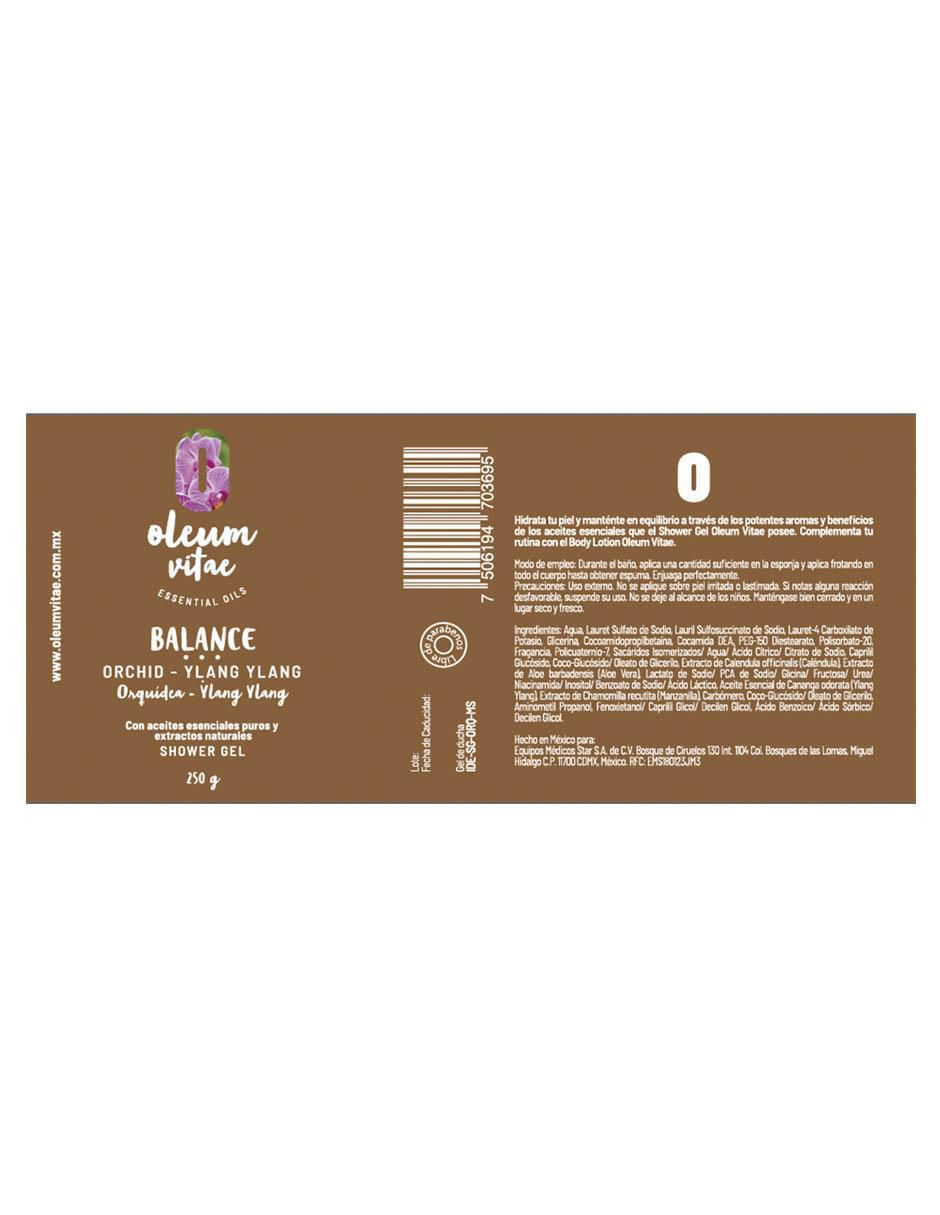 Gel de ducha hidratante con aceite esencial de ylang ylang Oleum Vitae para piel mixta