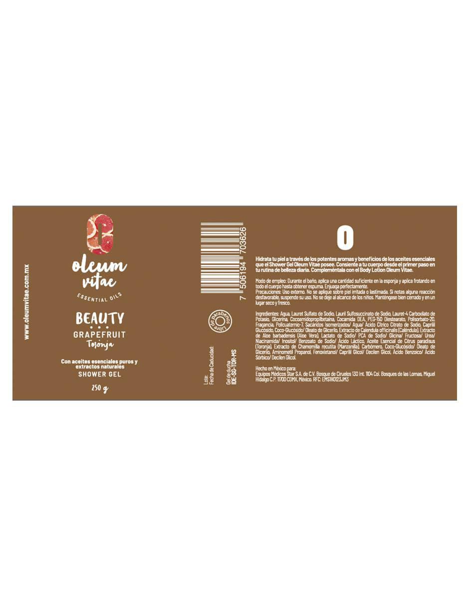 Gel de ducha hidratante con aceite esencial de toronja Oleum Vitae para piel mixta