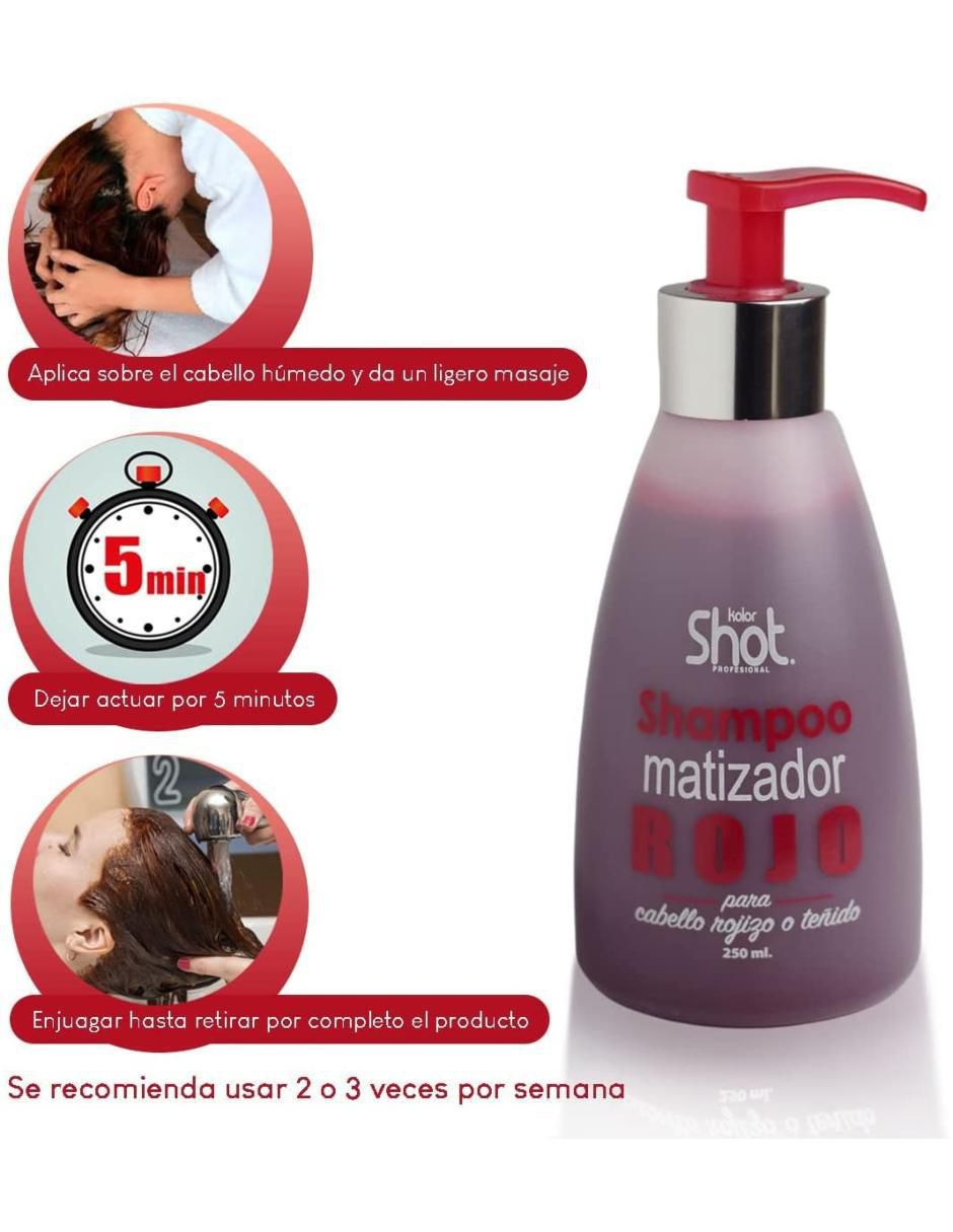Shampoo para cabello Rojo Kolor Shot 250 ml 3
