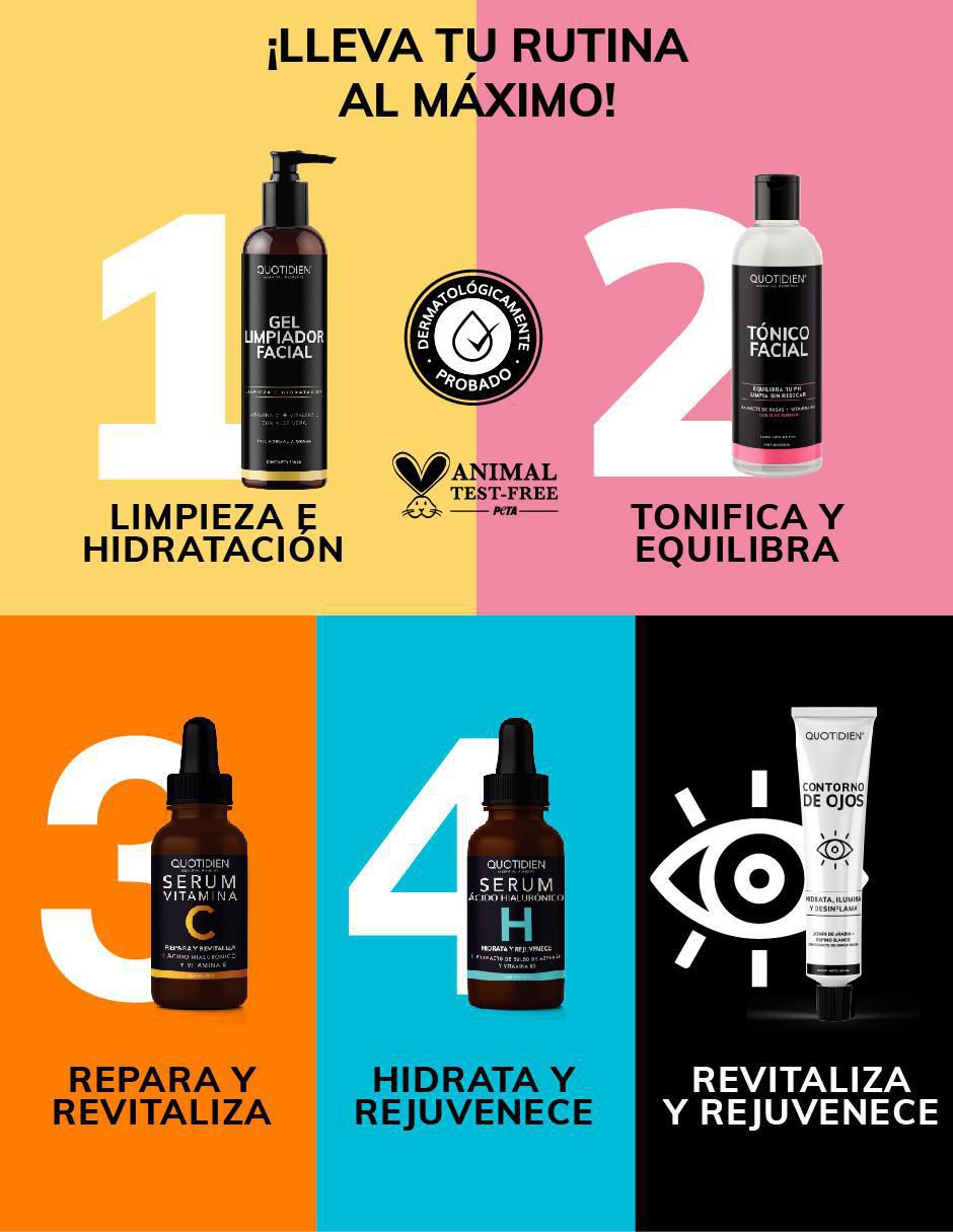 Kit tratamiento facial Limpiador + Tónico + Serum Vitamina C + Suero Acido Hialuronico + Gel Contorno De Ojos Skin Care Antiedad antiedad 2