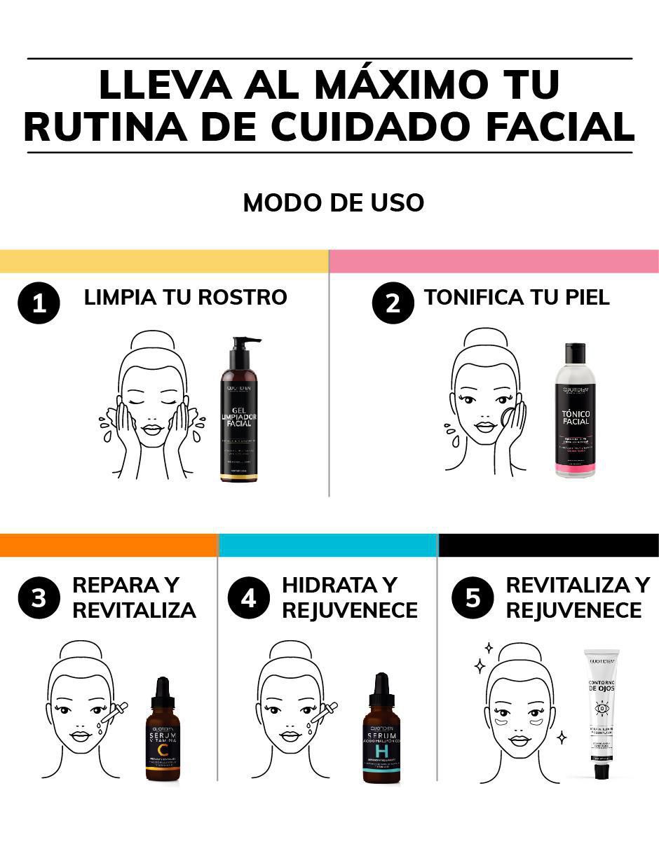 Kit tratamiento facial Limpiador + Tónico + Serum Vitamina C + Suero Acido Hialuronico + Gel Contorno De Ojos Skin Care Antiedad antiedad 8