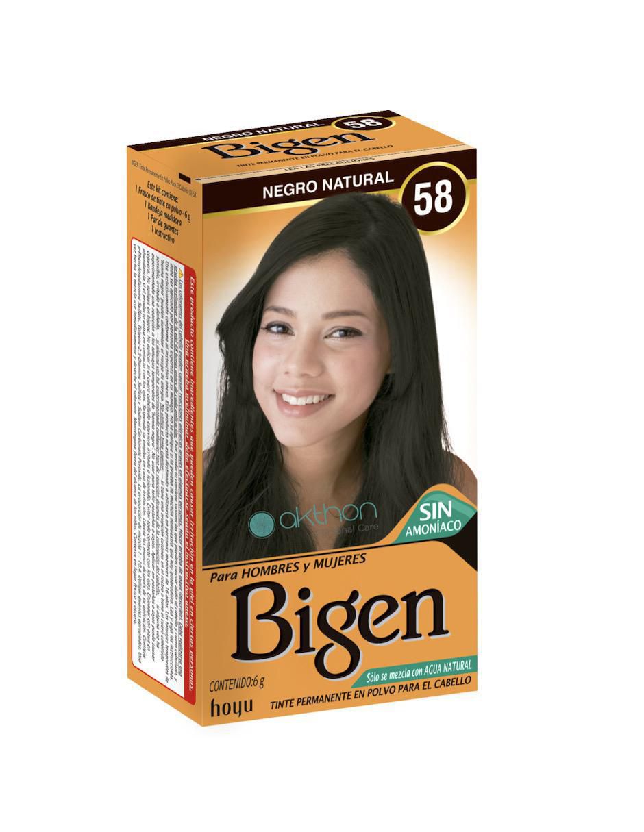 Tinte para cabello permanente en polvo Bigen Naturales tono 1.0 negro profundo