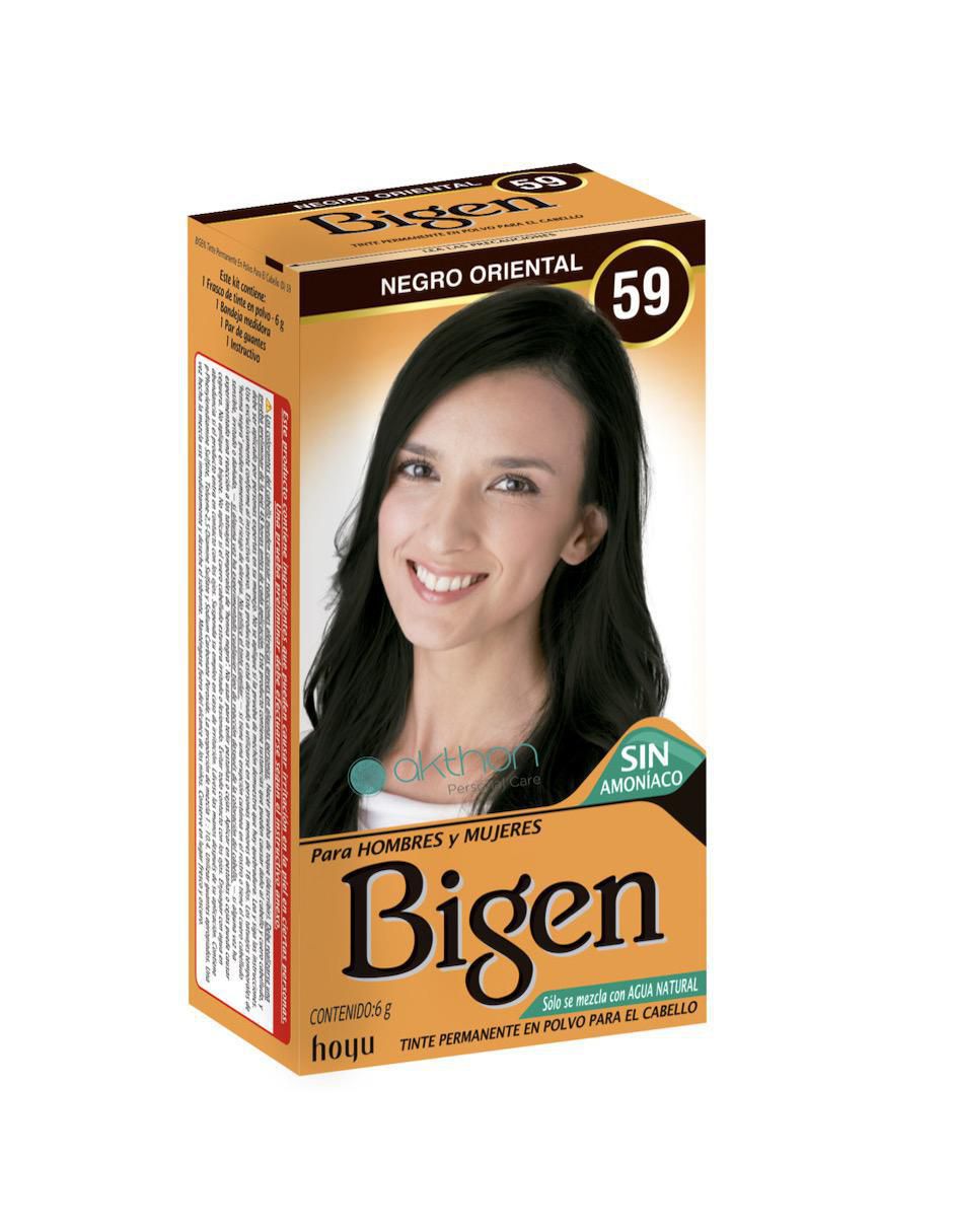 Tinte para cabello permanente en polvo Bigen Naturales tono 1.0 negro profundo