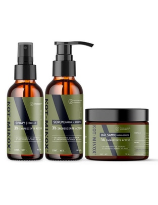 Set tratamiento para barba y cabello Para Crecimiento Capilar, Barba Y Bigote Notminox: Sérum + Bálsamo + Spray crecimiento 1