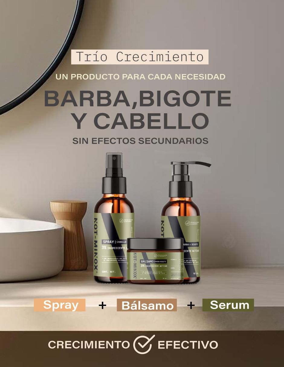 Set tratamiento para barba y cabello Para Crecimiento Capilar, Barba Y Bigote Notminox: Sérum + Bálsamo + Spray crecimiento 2