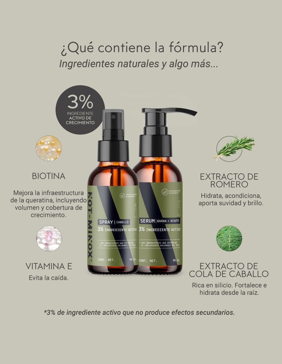 Set tratamiento para barba y cabello Para Crecimiento Capilar, Barba Y Bigote Notminox: Sérum + Bálsamo + Spray crecimiento 4