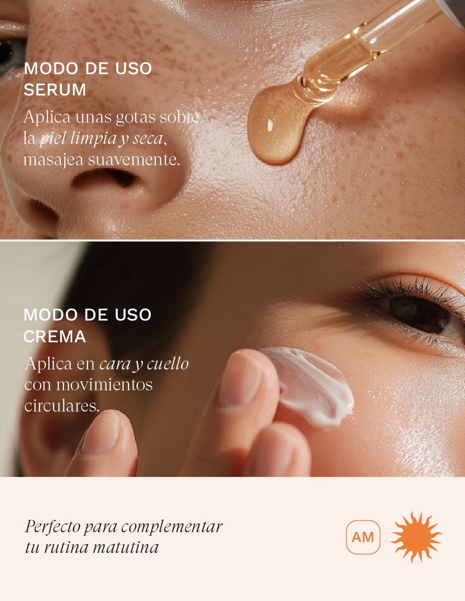 Tratamiento facial aclarante Sérum +Crema antiedad 3