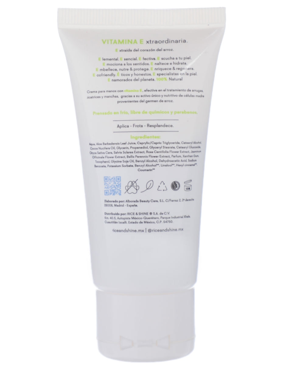 Crema para manos recomendada para prevenir la aparición de manchas de día y noche rice & shine para todo tipo de piel