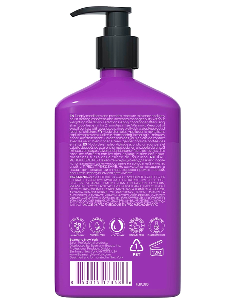Acondicionador Lavanda Biotin Matizador para cabellos rubios y grises Beamarry 380 ml