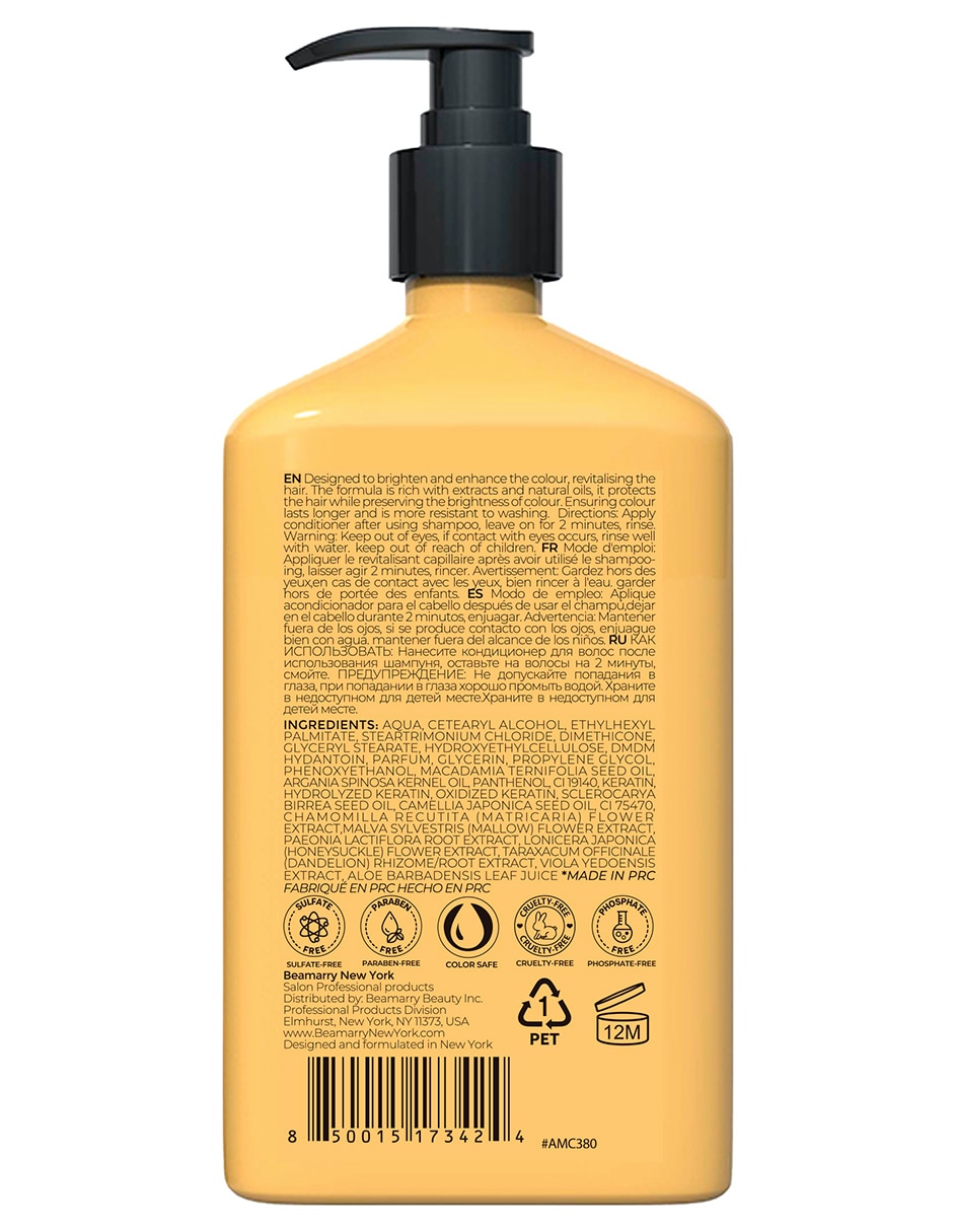 Acondicionador Argán Marula para cabello teñido Beamarry 380 ml