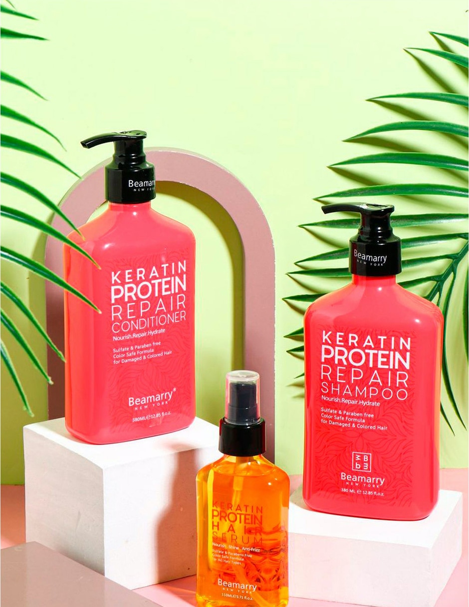 Acondicionador para cabello Reparador con keratina y proteinas Beamarry 380 ml