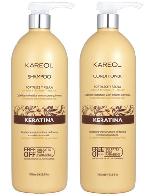 Set de shampoo para cabello keratina restauración