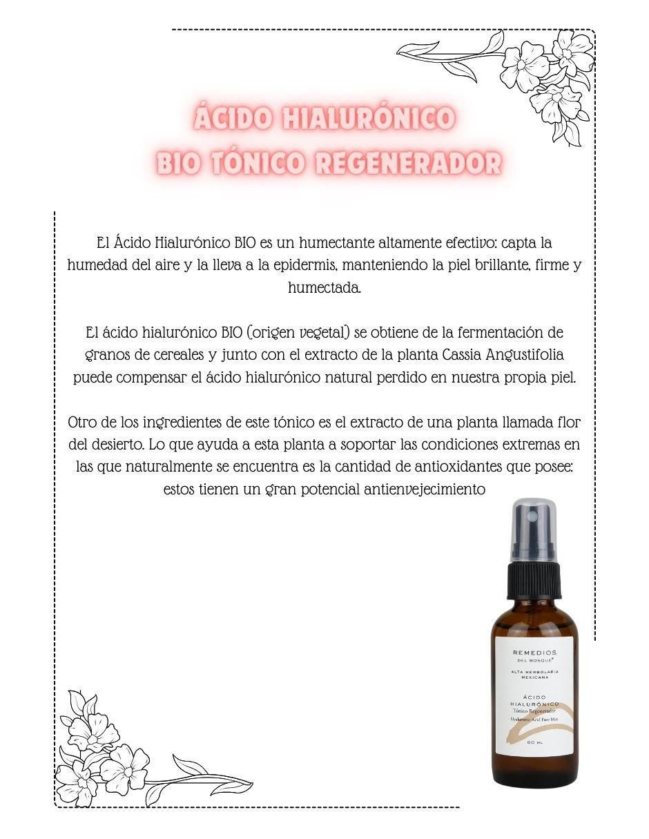 Tónico hidratante Acido hialuronico o Regenerador