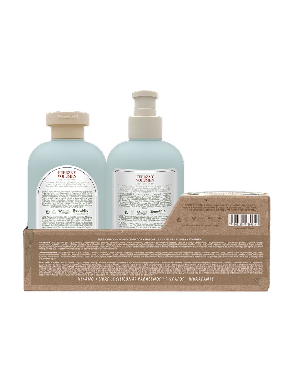 Set de shampoo para cabello Fuerza y Volumen Set de shampoo para cabello Fuerza y Volumen