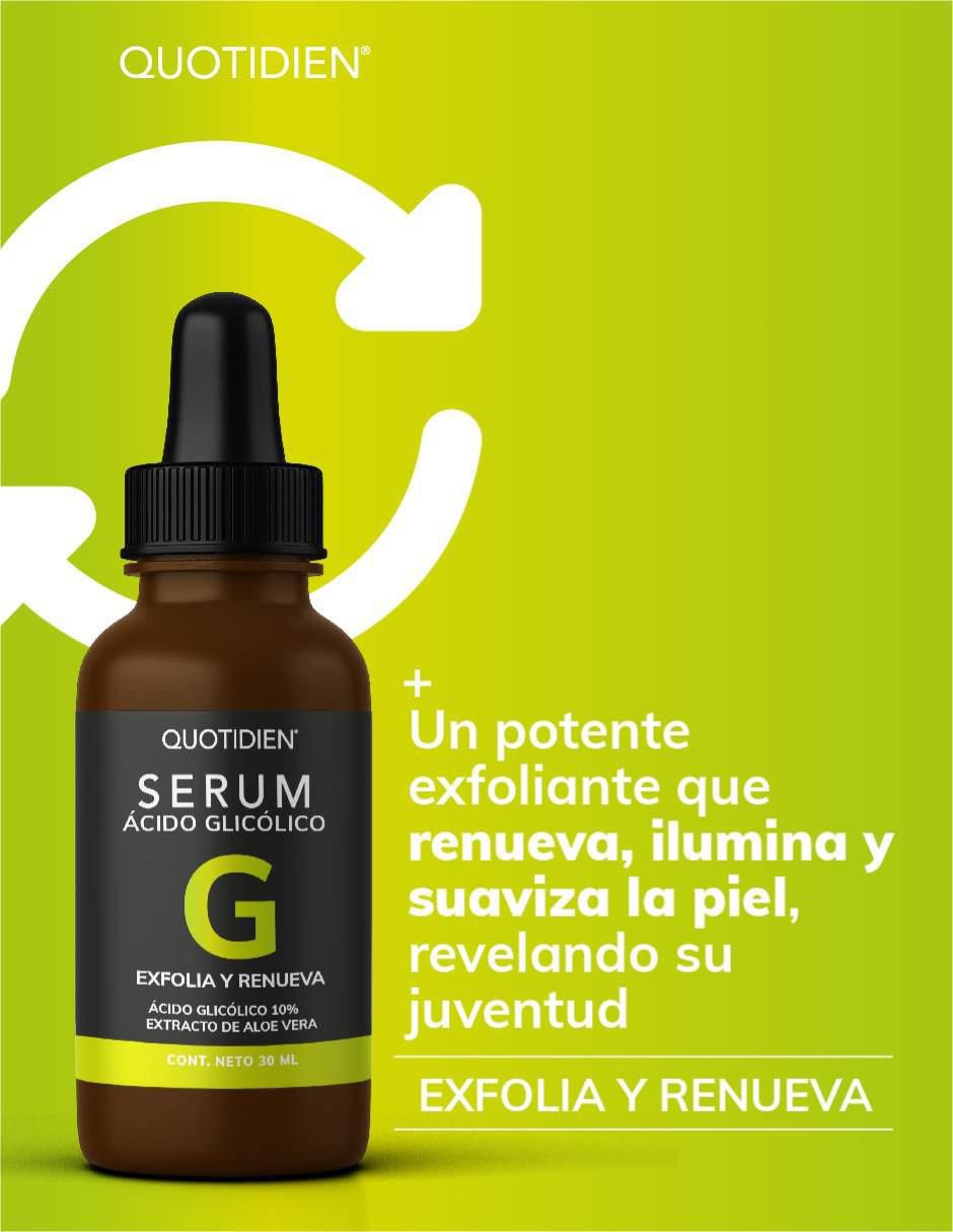 Sérum exfoliante facial Acido Glicólico + aloe vera y glicerina skin care suero facial Quotidien piel normal