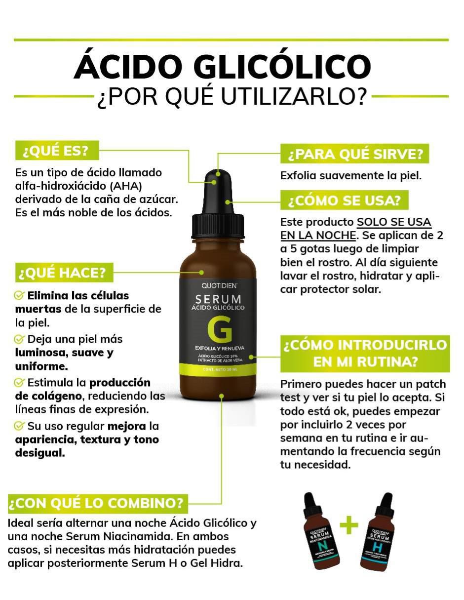 Sérum exfoliante facial Acido Glicólico + aloe vera y glicerina skin care suero facial piel normal