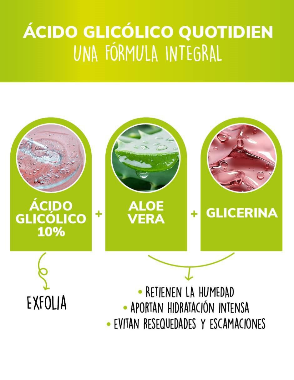 Sérum exfoliante facial Acido Glicólico + aloe vera y glicerina skin care suero facial Quotidien piel normal