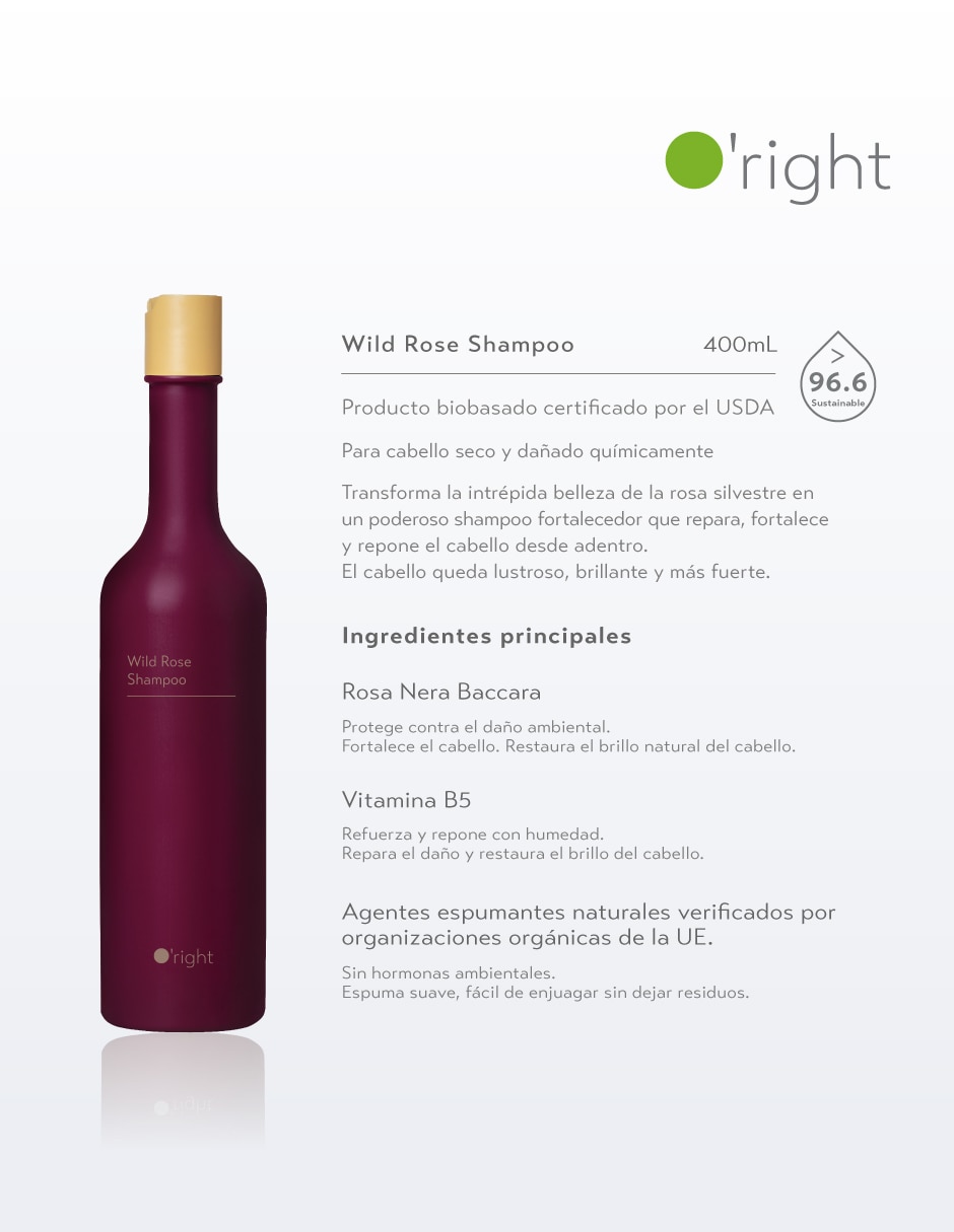 Shampoo reparador para cabello Wild Rose 400 ml 2