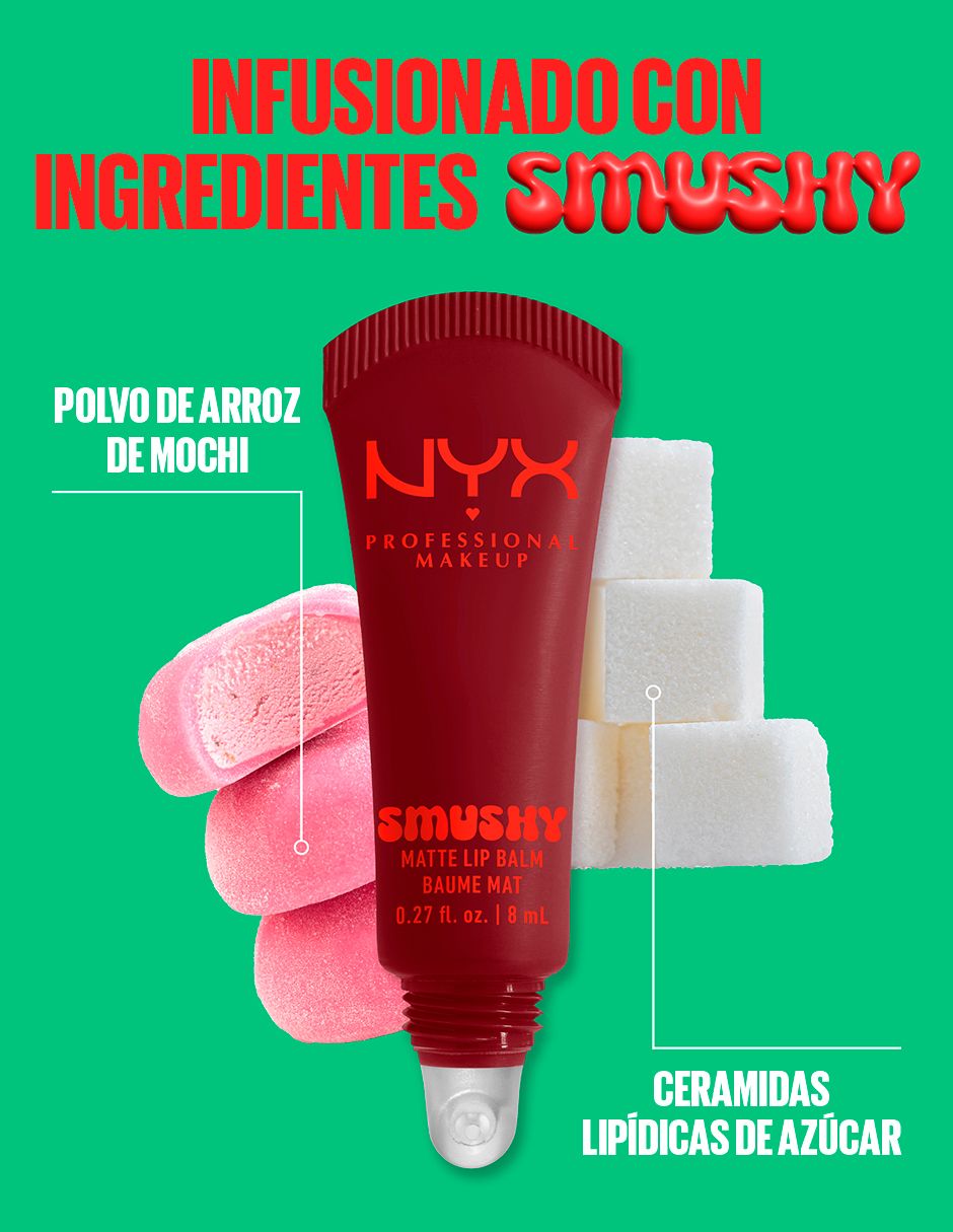 Bálsamo Nyx Professional Makeup Smushy Matte aroma frutal de 8 ml