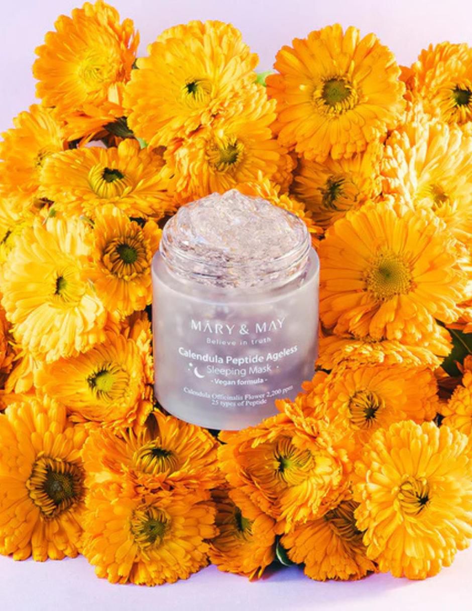 Mascarilla Vegan Calendula Peptide Ageless para hidratar 6