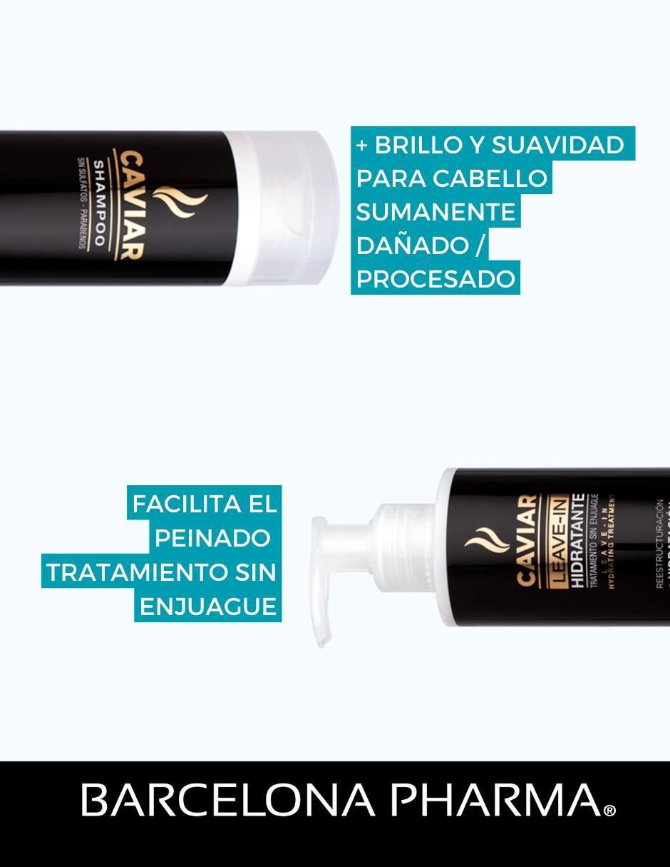 Kit tratamiento capilar Caviar Reestructurante Shampoo + Leave In reparador Barcelona Pharma