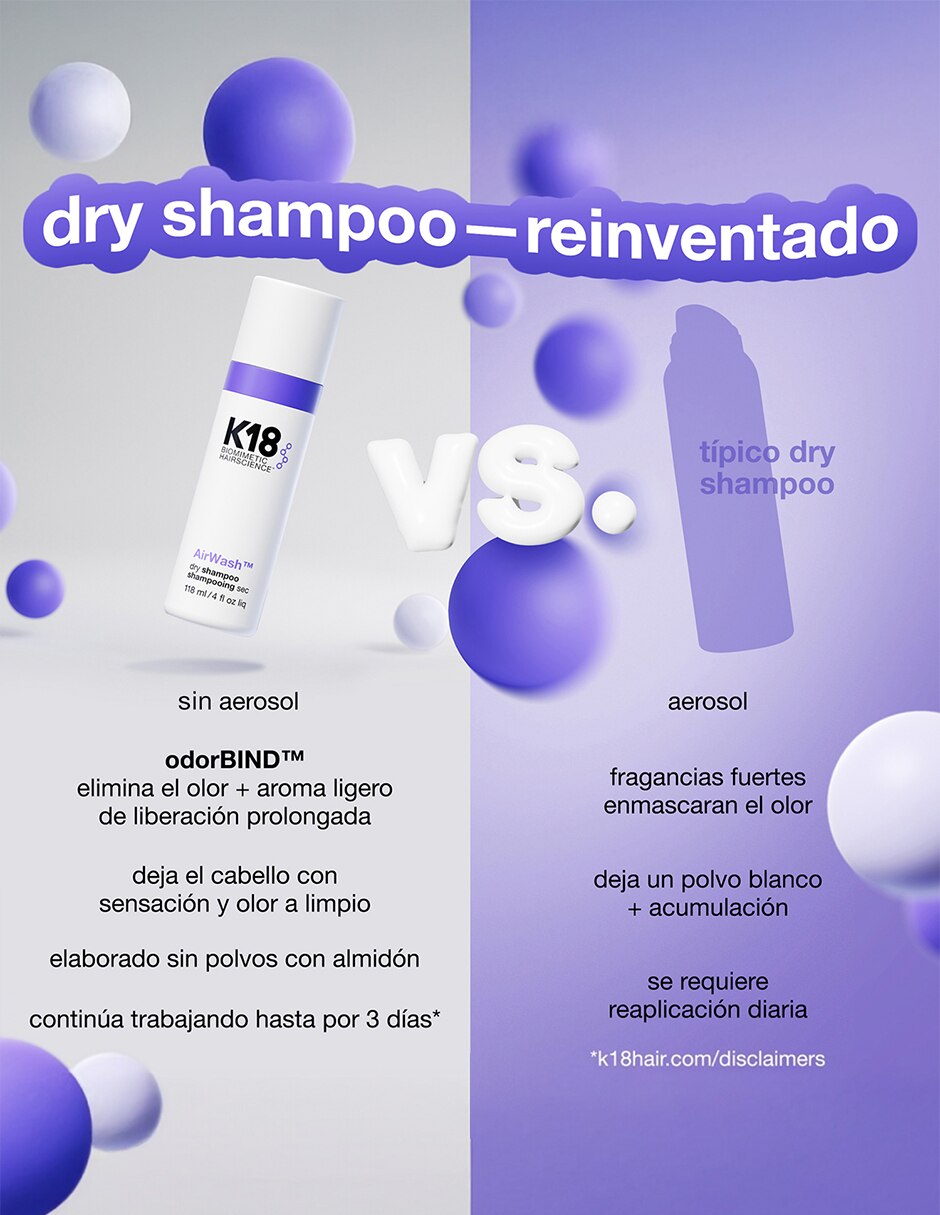 Shampoo en seco para cabello Airwash 118 ml 6