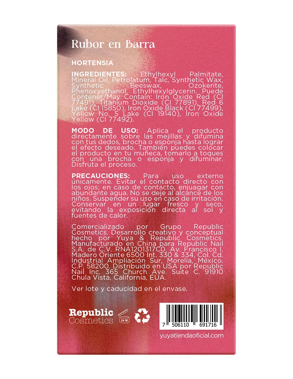 Blush en barra Yuya Hortensia