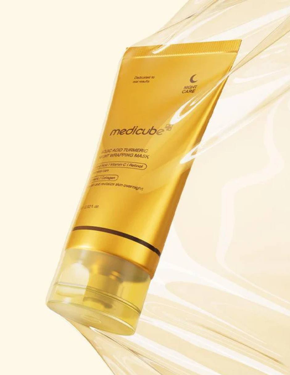 Mascarilla facial Kojic acid turmeric night wrapping mask para calmar y regenerar la piel Medicube Night Care 75 ml