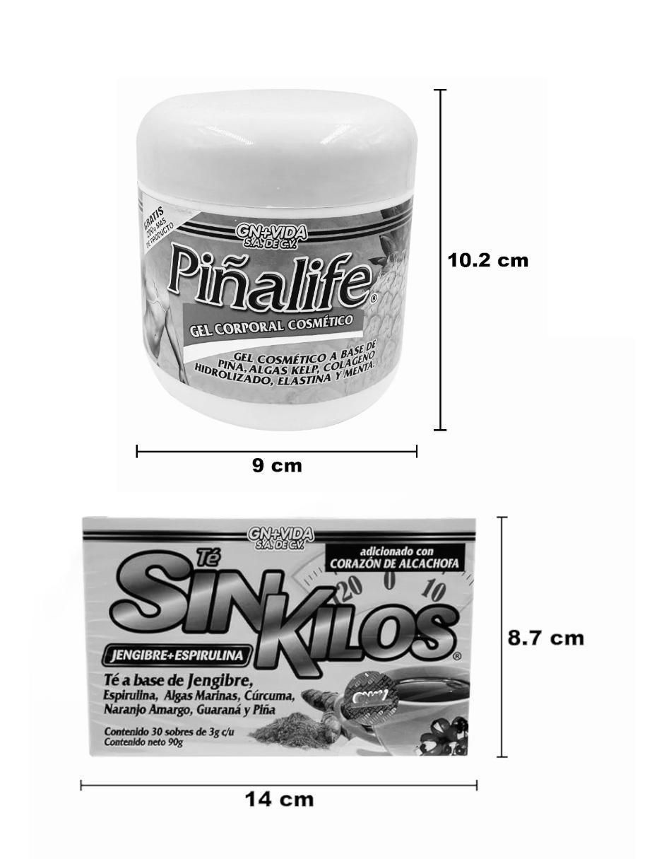 Kit gel corporal reafirmante Gel piñalife & té sin kilos 8