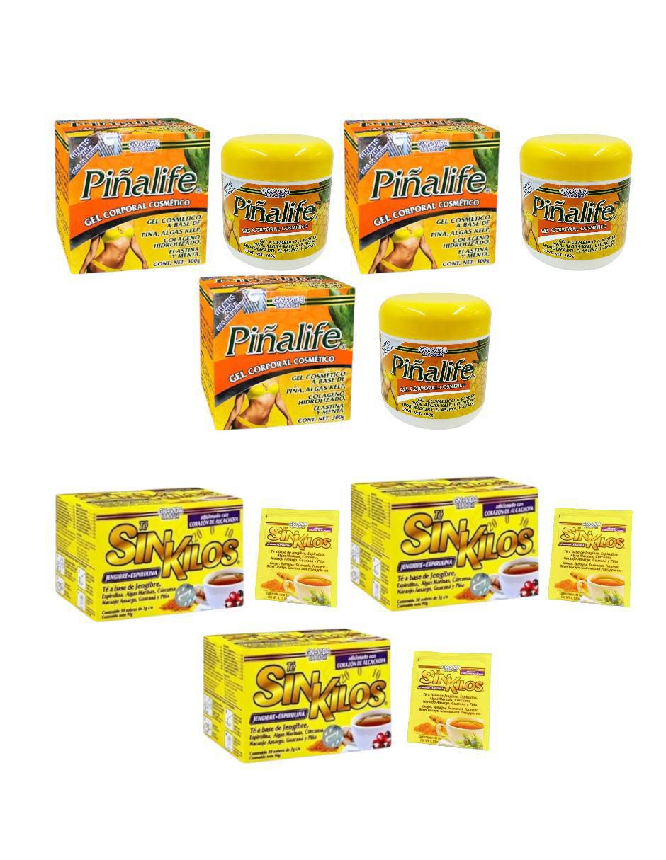 Kit gel corporal reafirmante Gel piñalife & té sin kilos 7