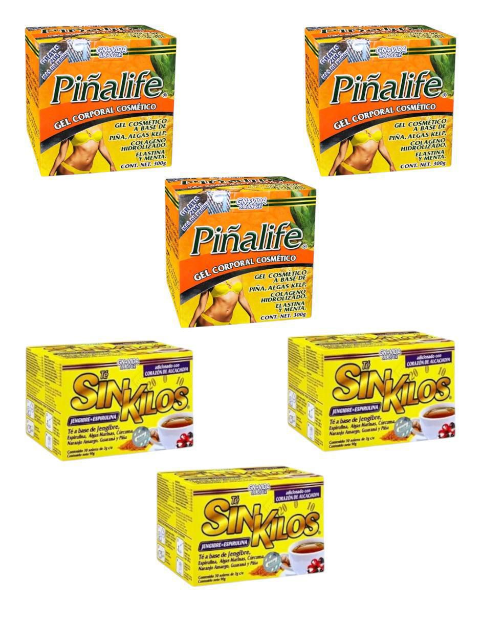 Kit gel corporal reafirmante Gel piñalife & té sin kilos