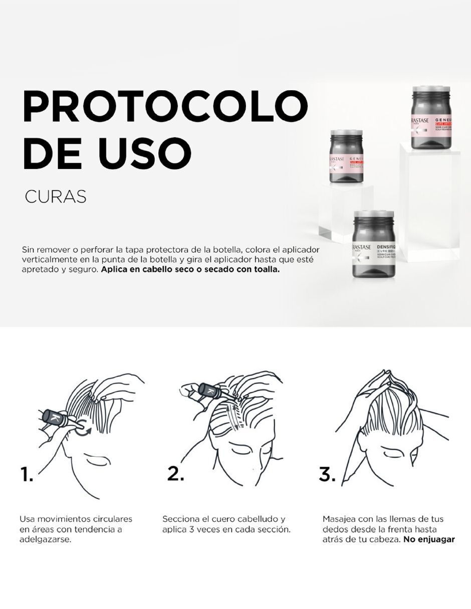 Tratamiento para cuero cabelludo K Gen Cure Antichute 10 6 ml anticaída Genesis 8