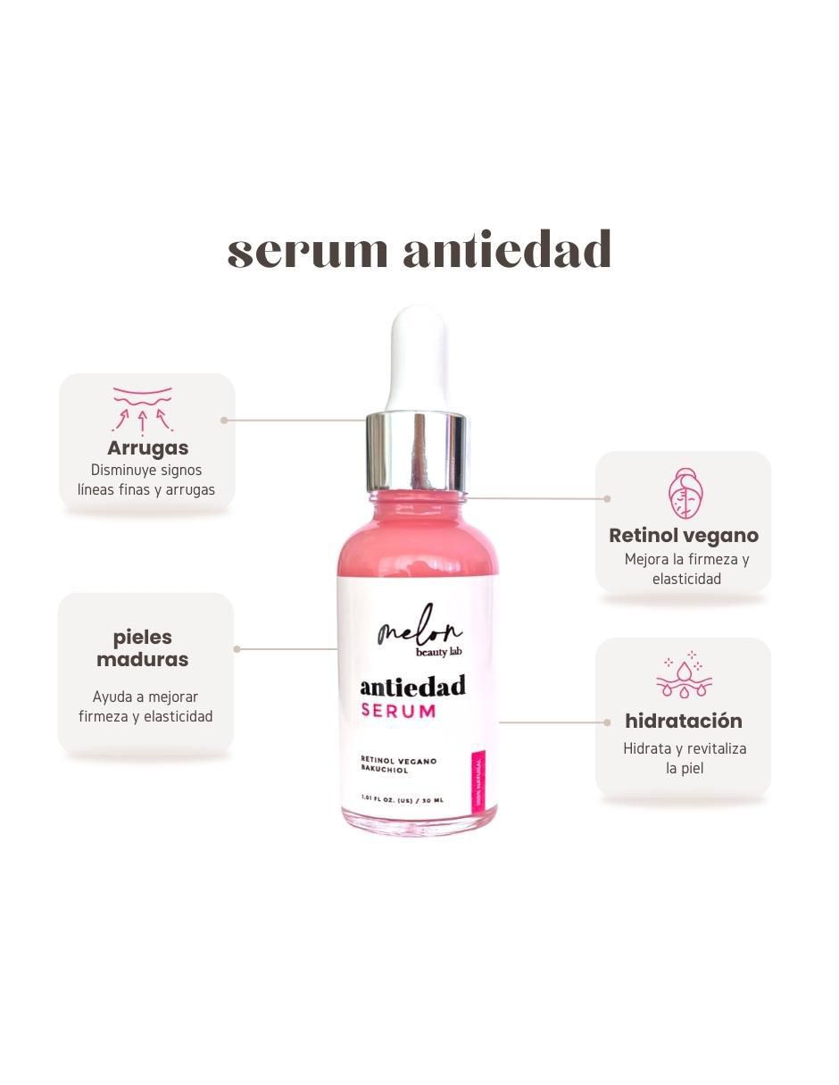 Sérum de retinol facial Antiedad con Retinol, Ayuda A Disminuir Arrugas y Mejorar La Hidratación Melon Beauty todo tipo piel