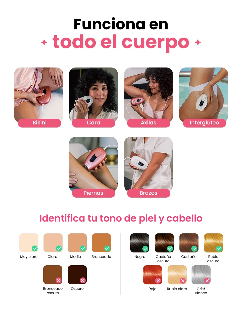 Kit depiladora ipl para rostro y cuerpo 8