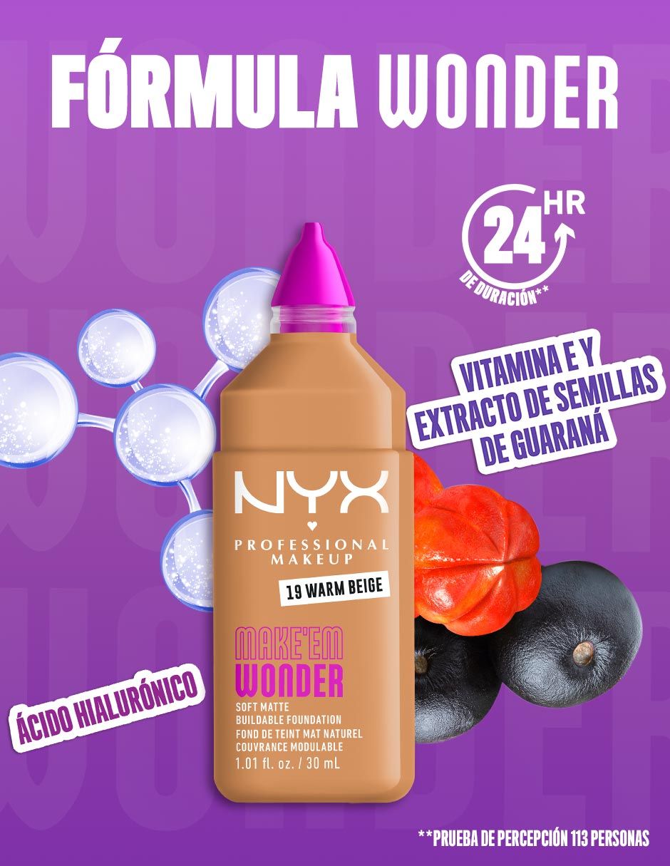 Base de maquillaje líquido Professional Makeup Make EM WNDR mate 3
