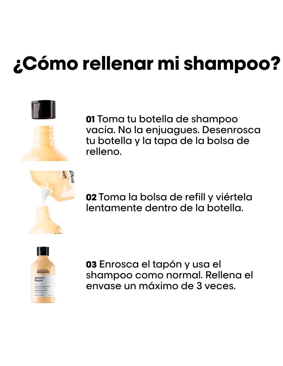Shampoo reparador para cabello maltratado Absolut Repair 500 ml 8