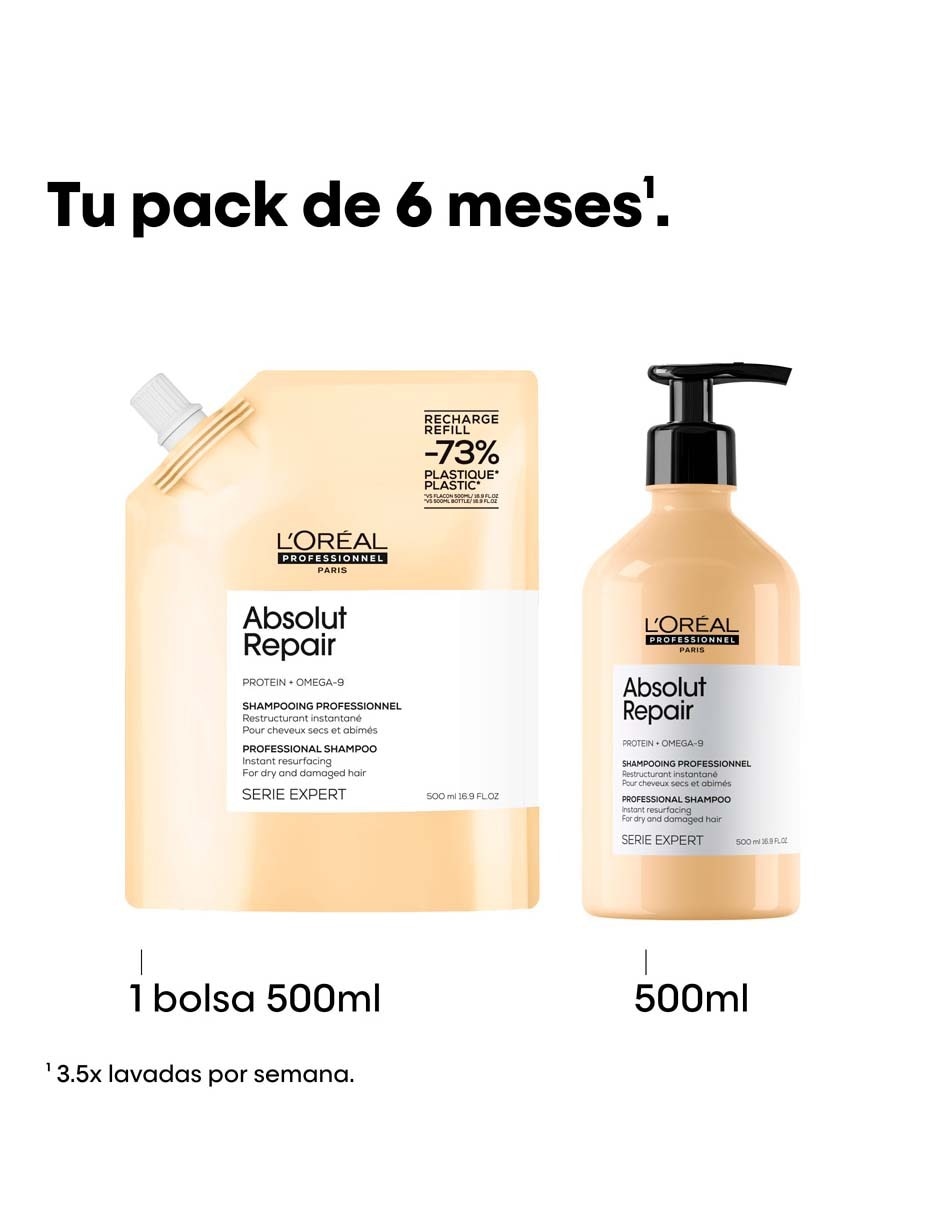 Shampoo reparador para cabello maltratado Absolut Repair 500 ml 9